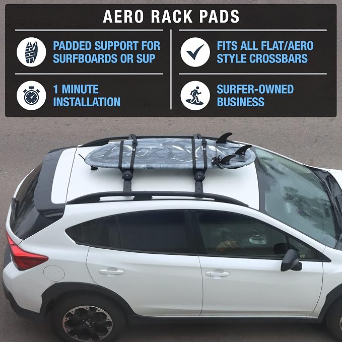 Ho Stevie! Surfboard/SUP Aero Roof Rack Pads (Set of 2 Pads, 28" or 17") for Cars with Crossbars (28")
