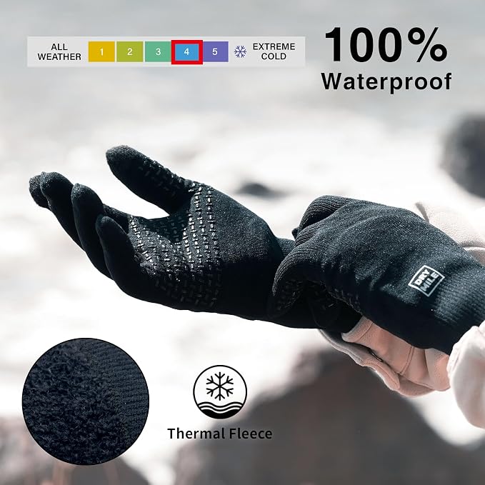 DRYMILE Alpine Waterproof Dexterity Gloves – Thermal Fleece Gloves for Men & Women – Touchscreen & Non-Slip Grip – Hiking, Skiing, Cycling, Fishing & Hunting.