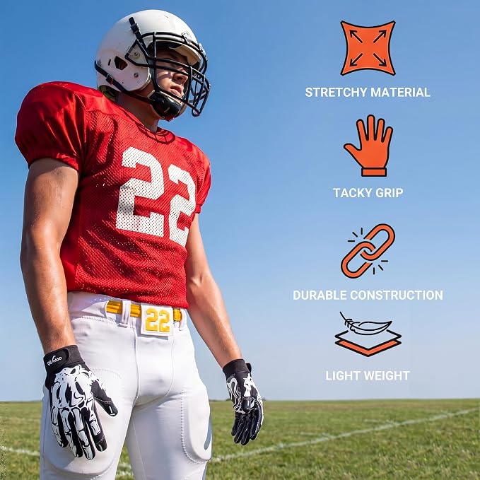 Football Gloves for Youth and Adult Men,Sticky Adhesive Palms Receiver Gloves,Grip Boost Flag Football Accessories Gifts for Family and Friends