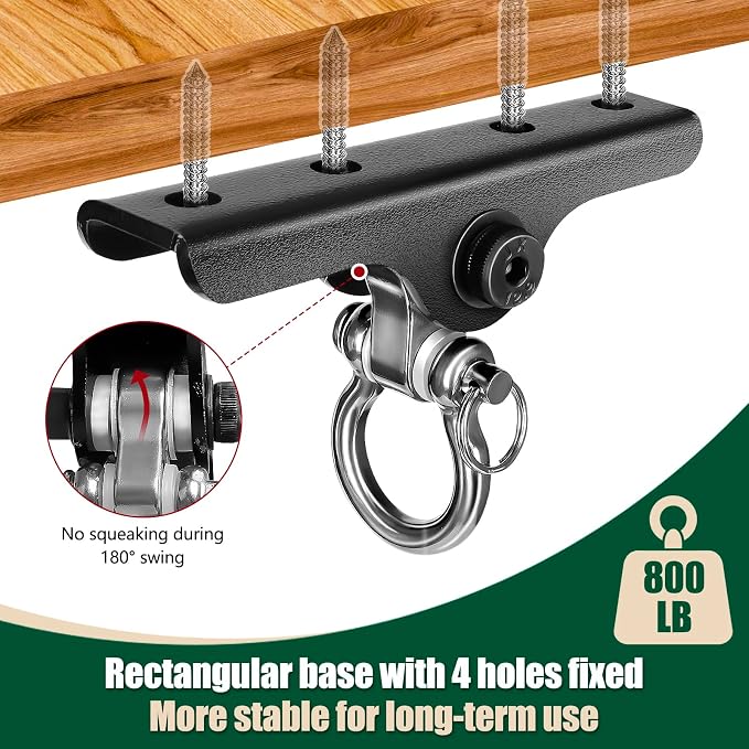 Heavy Punching Bag Hanger | Wall/Ceiling Mount Hook with 180° / 360° Rotation | Wood Beam Holder for Boxing, Weight Training, Aerial Yoga Swing & Hammock