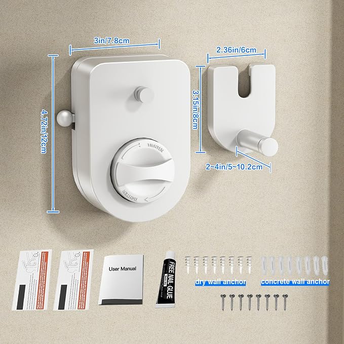 Mustorn Retractable Clothesline Indoor, Non-Sagging Outdoor Clothes Line Retracting Heavy Duty Clothes Drying Laundry Line Wall Mounted Stainless Steel Line-13.8 Feets (Single Line-White)
