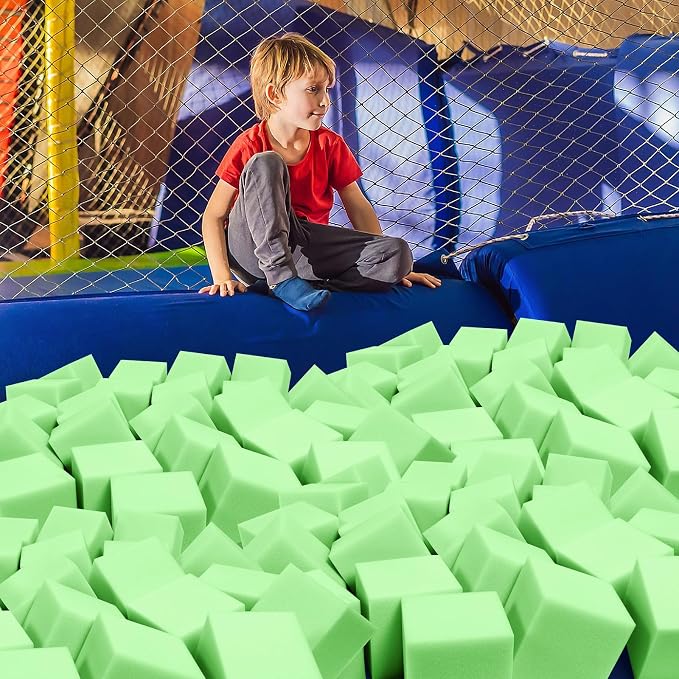 Foam Pit Cubes, 24 PCS 5 Inches Gymnastics Foam Blocks Trampoline Blocks, Multi-Sport Protective Padding for Freerunning, Trampoline, Parkour, Skate Parks & BMX - Green