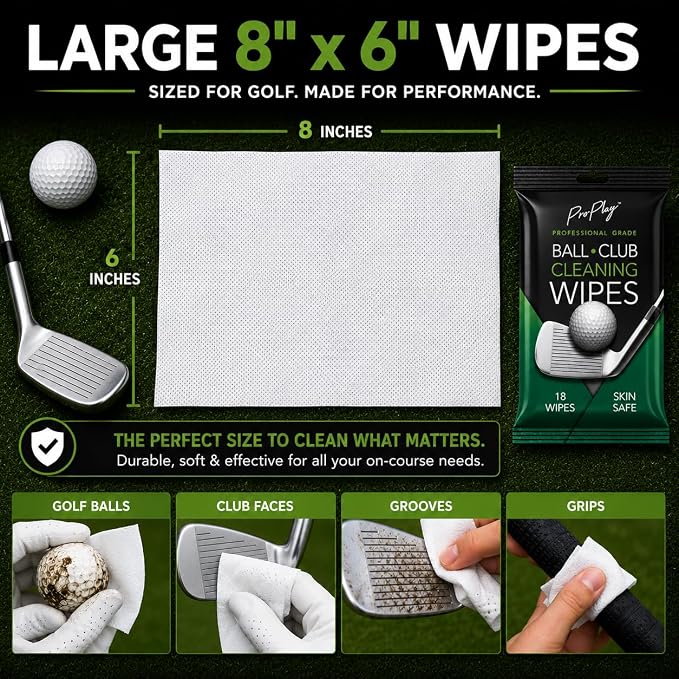 ProPlay Ball & Club Cleaning Wipes | Powerful Cleaner Removes Dirt, Grass, and Sand | Convenient, Resealable Pack - Unscented 24 Pack