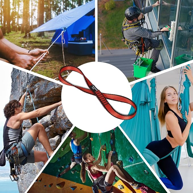 18MM Nylon Climbing Sling Runner - 23KN CE2008/EN566 Certified Outdoor Climbing Webbing for Rock Climbing, Rappelling, Mountaineering, Swing Gear, Outdoor Adventures & Emergency Anchoring