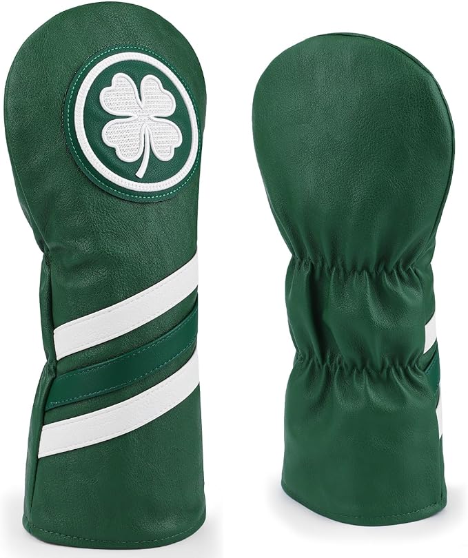 Headcovers, Leather Golf Club Covers, 1pc or 3pcs Set Lucky Clover Driver Headcover, 3 Wood Head Cover, Hybrid Rescue UT Headcover, Classic Golf Accessories