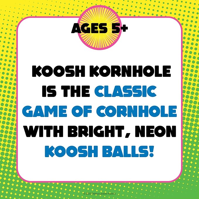 Koosh Kornhole, Cornhole Set for Kids - Outdoor Toys for Boys and Girls, Perfect for Beginners, Preschool Toys, Easy Storage, 1 Kornhole Board, 6 Koosh Balls Included, Ages 5+