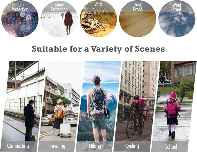 Waterproof Backpack Rain Cover (15-90L), Heavy-Duty Nylon Pack Cover with Upgraded Double Adjustable Closure System and a Carry Pouch for Hiking, Cycling. Durable and Lightweight.