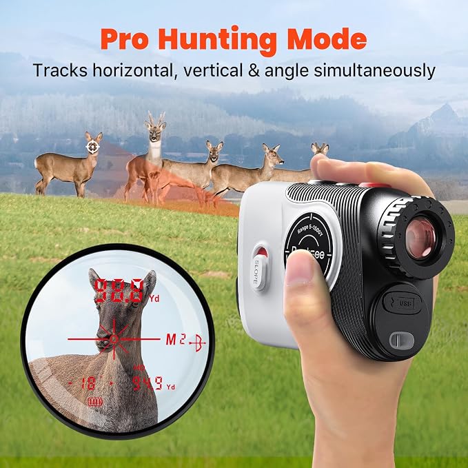 Bestsee Golf Rangefinder with Slope & Red Backlight, 1500Yards Laser Range Finder, 0.3s FlagLock Vibration, 7X Magnification, Magnet Stripe, 85% Transmission Lens for Golfing/Hunting, Golf Accessories