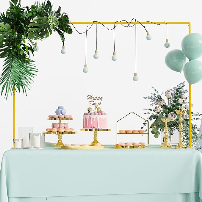 Over the Table Rod Stand with Clamps Adjustable 13''-42'' Tall 29"-98" Length Gold Table Arch Hanging for Wedding Birthday Party Halloween Christmas Decoration