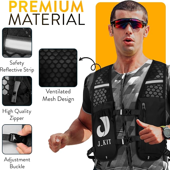 Running Hydration Vest — Lightweight Trail Running Vest with Quick-Access Phone Holder, Water Bottle Holder, Bounce-Free Adjustable Belt for Men and Women — 5K 10K 21K 42K Marathon Trail