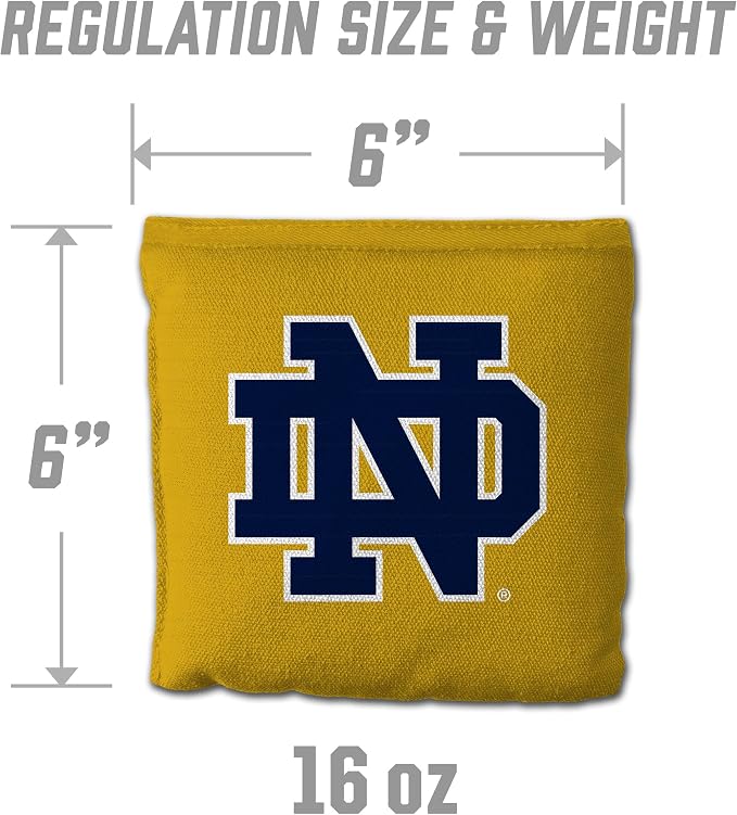YouTheFan Officially-Licensed NCAA Set of 8 Cornhole Bags - All Weather Dual Sided Slide & Stop - Regulation Size with Carry case