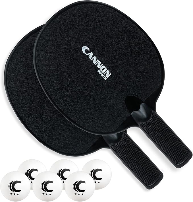 Cannon Sports Unbreakable Table Tennis Paddle Set - 2 Rackets with 6 Pack of 3-Star Table Tennis Balls – Portable Set for 2 Players