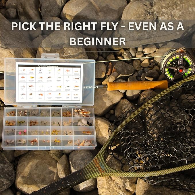 64-268 Piece Fly Fishing Flies Kit | Premium Hand Tied Trout Flies Assortment | Dry Flies, Nymphs, Streamers, Wooly Buggers, Terrestrials | Fly Box, Fly ID Card | Bass, Panfish