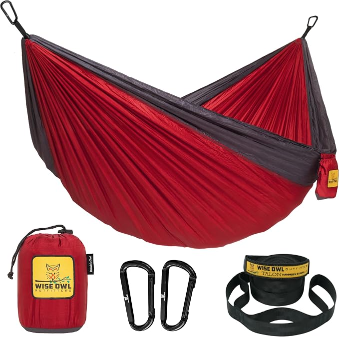 Wise Owl Outfitters Camping Hammock – up to 500lbs Portable Hammock with Tree Straps - Travel, Backpacking, Hiking, Outdoors Camping Gear - Single or Double