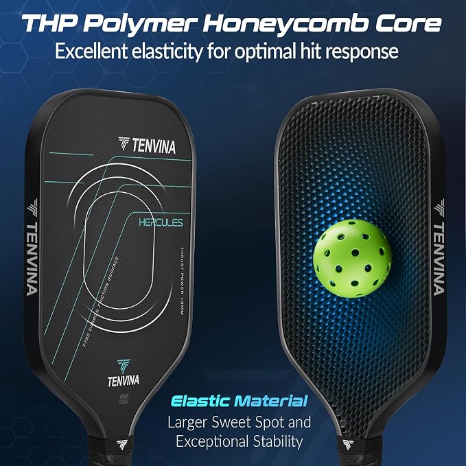 TENVINA Pickleball Paddles, Multi-Layer T700SC Textured Carbon Fiber Pickleball Paddle, Pickle Ball Paddle with Strong Spin & Power Surface, 4-Types of Shapes and Thicknesses, USAPA Approved