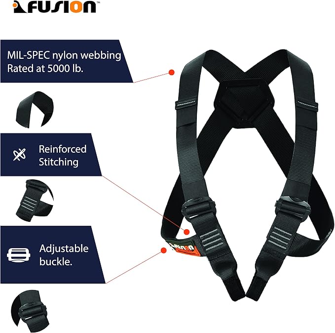 Fusion Chest Harness Climb Stika - (5,000 LBS Rated) Heavy Duty Chest Harness for Hiking, Tree Climbing, Ziplining, Rock Climbing, Rappelling