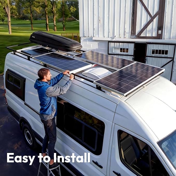 JJN 200 Watt Solar Panels, 12V 100W Solar Panel 2PCS,10BB Monocrystalline 23% High Efficiency PV Module Power Charger for RV, Home, Farm, Boat, Caravan and Off-Grid Applications