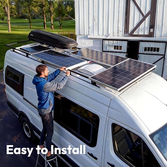 JJN 100 Watt Solar Panels, 10BB Monocrystalline 12V 100W Solar Panel, 23% High Efficiency PV Module Power Charger for RV, Home, Farm, Boat, Caravan and Off-Grid Applications