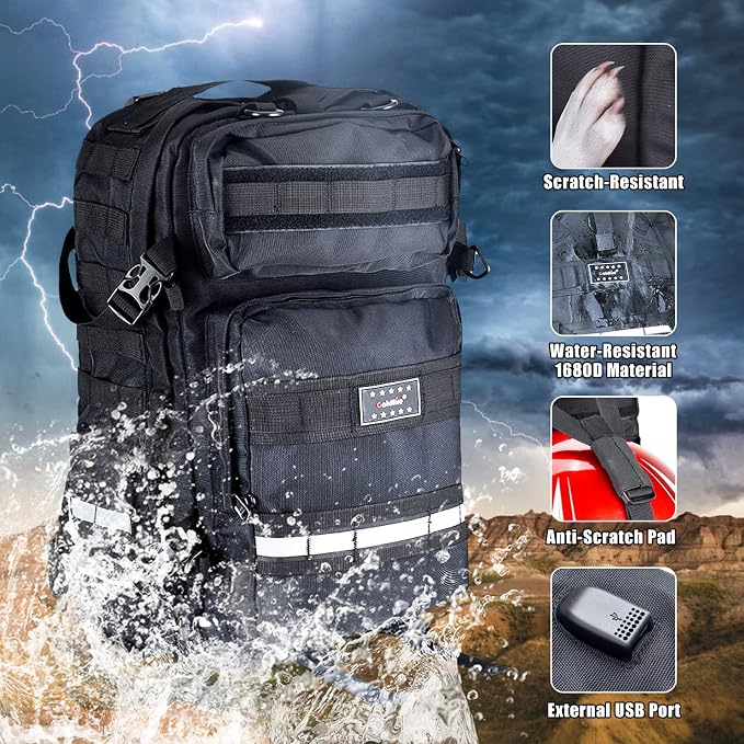 Goldfire Motorcycle Helmet Backpack Waterproof Large Capacity Hiking Backpack Military Tactical Bag Snowmobile Cycling Rechargeable Helmet Bag With USB Port