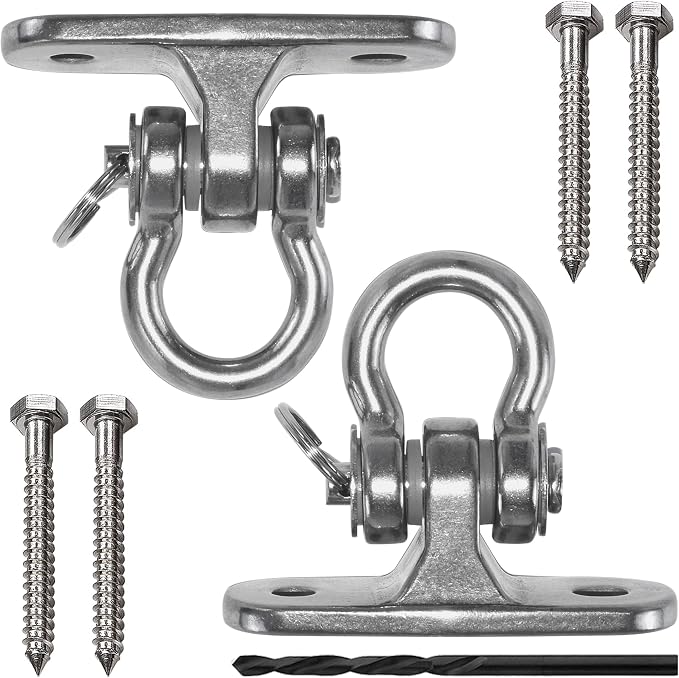Heavy Duty Swing Hangers Stainless Steel 304 Anti-Rust, 2000 lb Capacity 180° Swing, Playground Porch Yoga Seat Trapeze Wooden Sets Indoor Outdoor(2 Pack