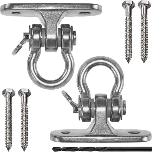 Heavy Duty Swing Hangers Stainless Steel 304 Anti-Rust, 2000 lb Capacity 180° Swing, Playground Porch Yoga Seat Trapeze Wooden Sets Indoor Outdoor(2 Pack