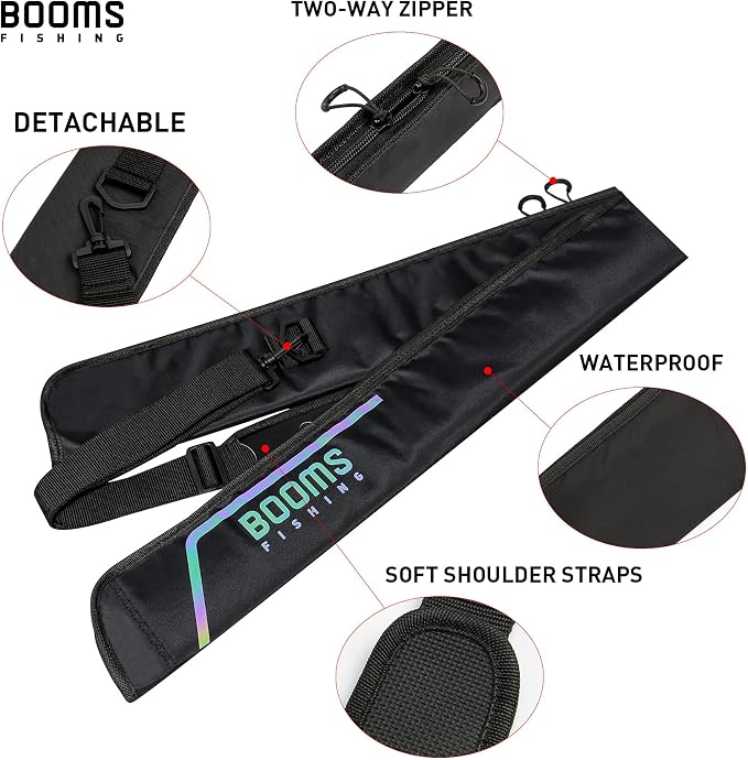 Booms Fishing PB3 Fishing Rod Case 6.4ft~7ft and RS3 Fishing Rod Wrap Pole Straps 9.6" 6pcs