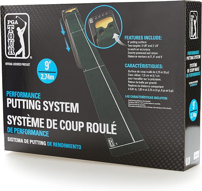 PGA TOUR Unisex 9ft Putting System, Caviar, One Size
