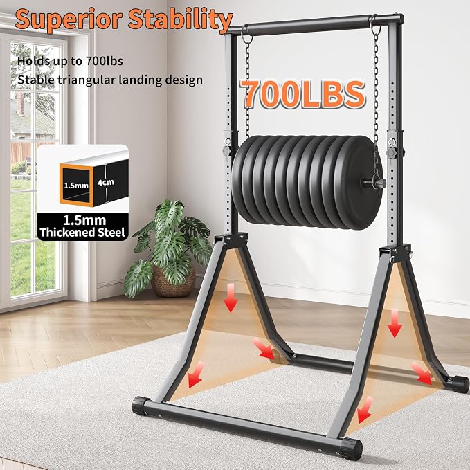 Foldable Power Tower Dip Station for Pull Ups, 66.1"-84.6" 12 Level 700 LBS, Adjustable Dip Handles & Assistance Bands Foldable Home Gym Equipment