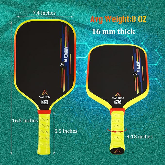 Pickleball Paddles |16MM Carbon Fiber Pickleball Paddle | High-Spin Textured Surface & Vibrant Gradient Edge | USAPA Approved Racket for Ultimate Power,Control & Precision