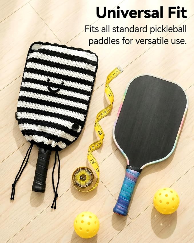 Crochet Pickleball Paddle Cover Gift - Handmade Case for Women&Men - Cute Accessories with Prensent Bag - Ready to Wrap for Players, Friends & Family, Thoughtful Holiday Crochet Set