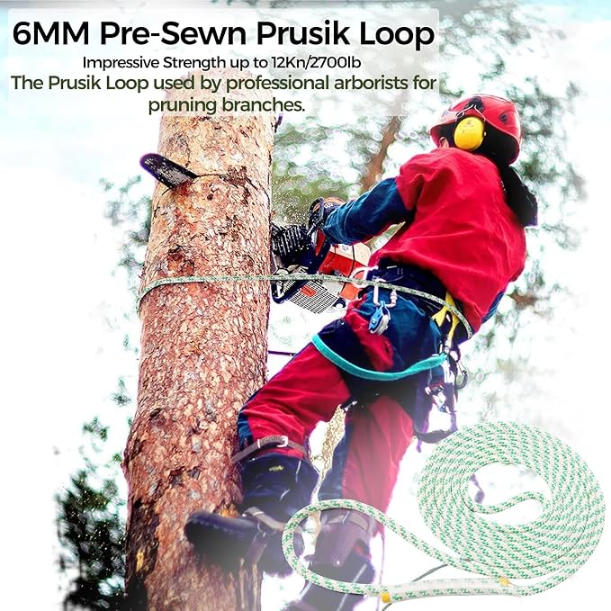 1/4 Inch Pre-Sewn Prusik Loop 24 Inch, Premium Aramid Nylon Hybrid Cord 12kN, Superior Heat Abrasion Resistant Rope Loop for Arborist Rescue Outdoor Rigging