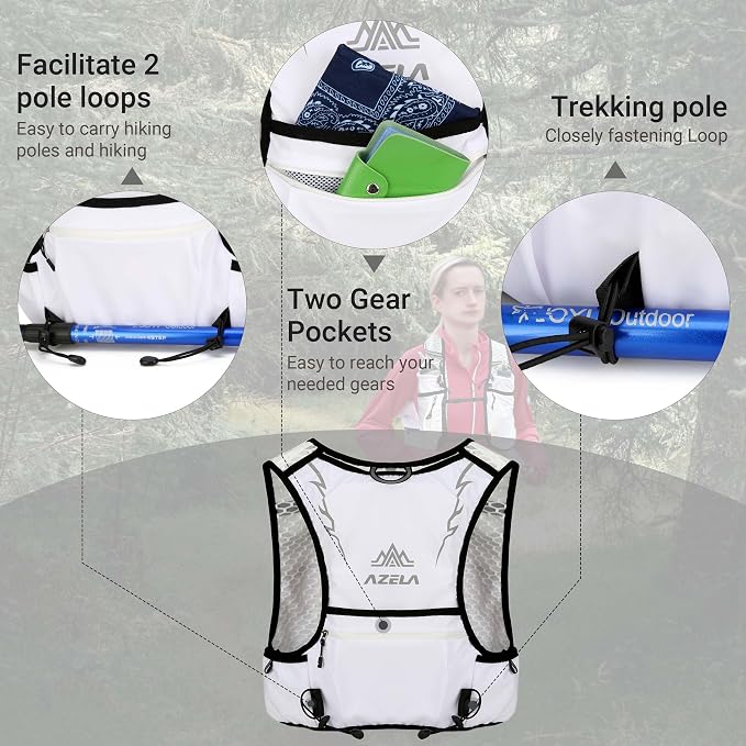 Lightweight Marathon Hydration Running Cycling Hiking Vest Backpack, Water Bladder Pack for Outdoor Sports