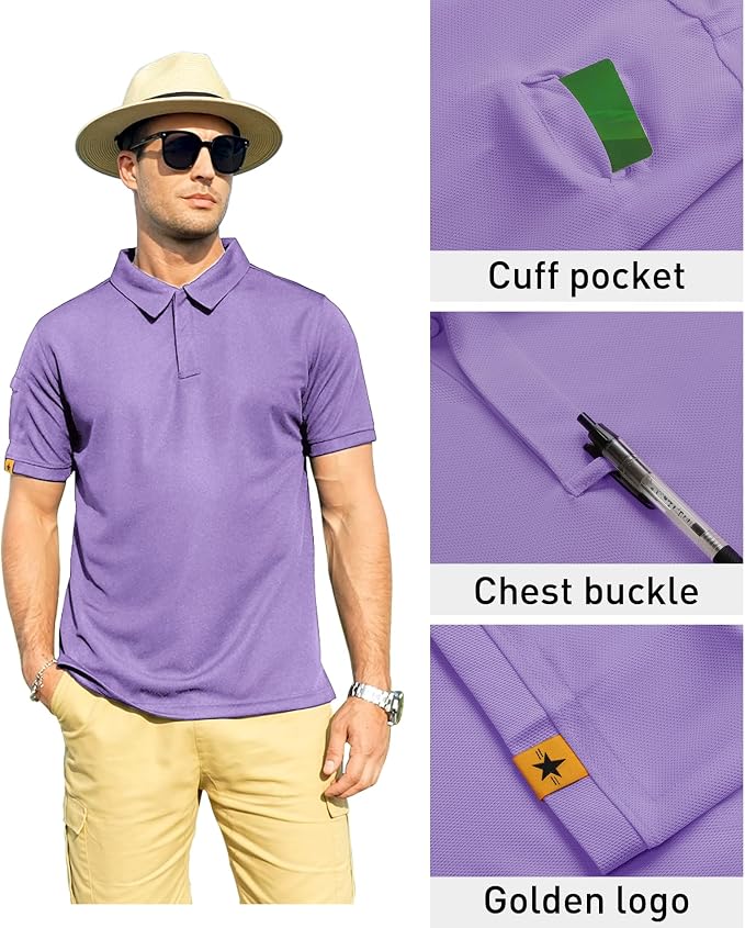 ZITY Mens Polo Shirt Short Sleeve Sports Tactical T-Shirt Athletic Golf Polos Daily Casual Stylish Collared Shirts for Men