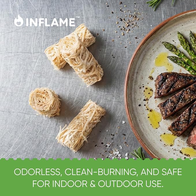 Inflame Fire Starters 300 pcs - Fire Starters for Campfires, Charcoal, Grill, BBQ, Fireplace, Chimney, Woodstove - Waterproof, Weather-Resistant - Natural Wood Starters