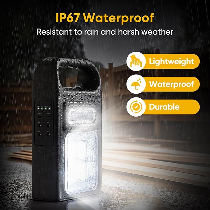 Solar Flashlight with USB Cable，6 Modes Solar LED Camping Light Rechargeable，8000LM Super Bright Emergency Light，IP67 Waterproof, Handheld Spotlight，Multifunctional LED Searchlight for Emergency