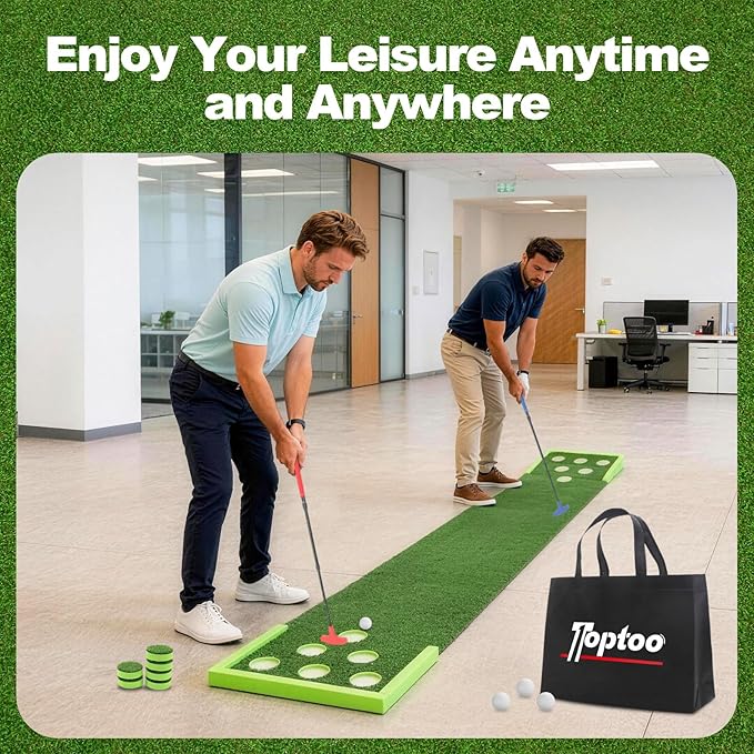 Golf Putting Mat, Practice Golf Putting Green Training Aid for Indoor, Outdoor at Home, Office, Backyard with Putter and Balls 9.84 ft