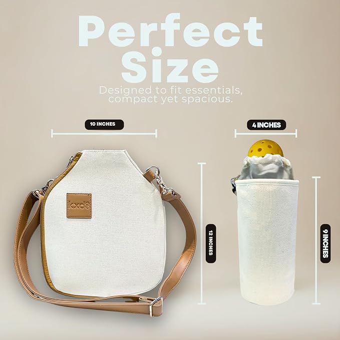 Pickleball Paddle Cover Crossbody bag with Adjustable Strap, Waterbottle holder, Ball Holder, Gifts for Women Men