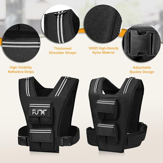 FUFF Adjustable Weighted Vest Men,20/30/40 LB Weight Vest for Strength Trainin, Workout Vest Woman with Removable Iron Weights for Walking, Rucking, Running, Exercise