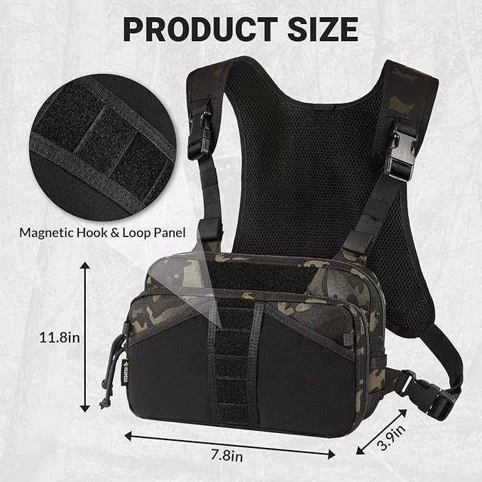 VOTAGOO GEAR Fishing Chest Pack, Fly Fishing Bag for Men and Women, Tackle and Fly Boxes Storage Pack, Hunting Binocular Pack