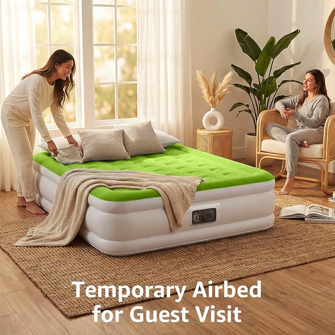 YENING Queen Size Air Mattress with Built in Pump Raised Inflatable Bed Heavy Duty Blow up Matressith Airbed 18 Inch Tall