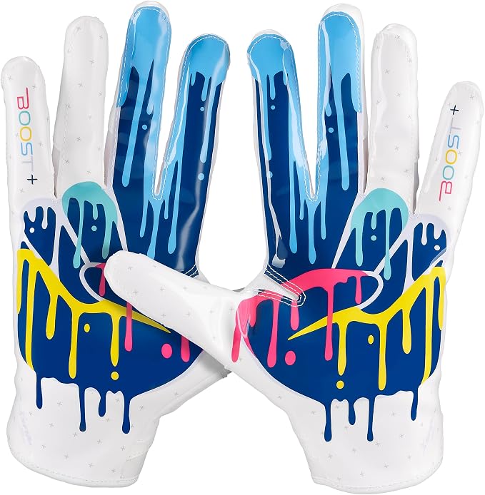 Grip Boost Football Gloves - Peace Stealth 6.0 Boost Plus Sticky Technology - Adult and Youth Football Gloves for Wide Receiver - Men's and Boys Sizes
