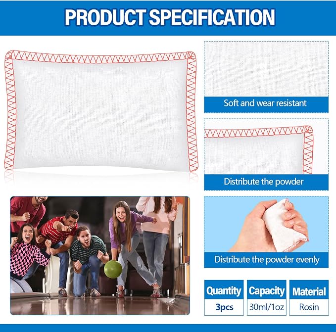 Simgoing Bowling Rosin Grip Bag Bowling Accessories Kit Grip Sack Powder Bag for Drying Hand for Golf Tennis Lifting Rock Climbing Gymnastics