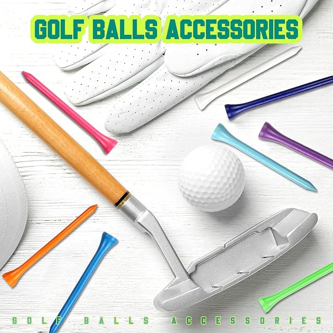 Mudder Golf Tees Bulk Wooden Bamboo Golf Tees Multicolor Wood for Men Balls Accessories