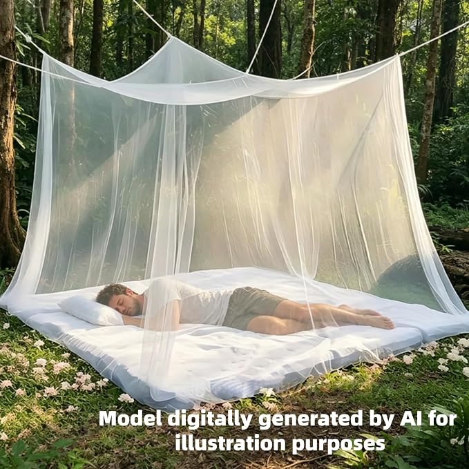 10'x10'x8.2' Outdoor Camping&Patio Mosquito Netting,Large Mosquito Netting with Hanging Ropes for Patio Camping Home Outdoor Travel (White)