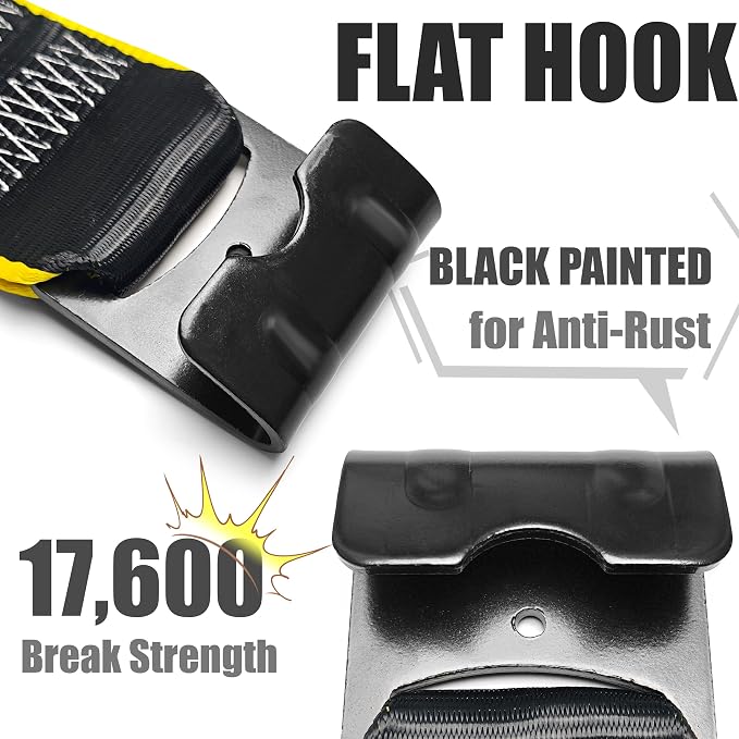 KJE 2 Pack Reflective 4 Inch Straps for Flatbed Trailer, 4" x 30' Black Heavy Duty Tie Down Truck Flatbed Straps, WLL# 5,500 lbs w/Flat Hooks Winch Straps, Cargo Control for Flatbed Truck