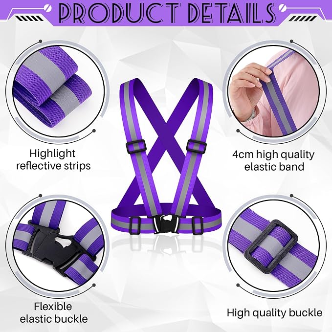 Hercicy Reflective Running Vest Reflective Running Shirt with Safety Straps High Visibility Construction Vest for Night Cycling Hiking Jogging Dog Walking