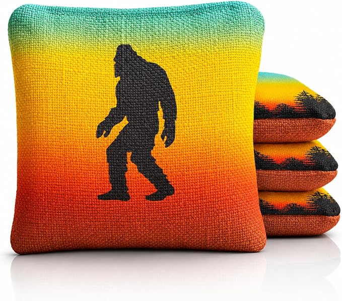ACA Synergy Pro Professional Cornhole Bags Dual Sided Regulation 6x6 Set of 4 Retro Sasquatch