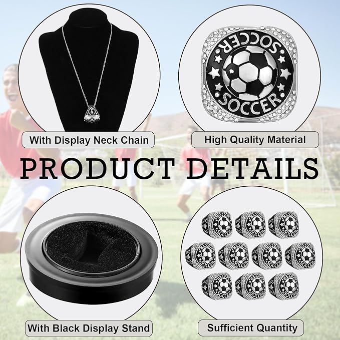 Highergo 10 Pcs Basketball Softball Baseball MVP Dancer Champion Trophy Ring with Display Stand Star Football Soccer Volleyball Golf Cheerleading Bowling Track Field