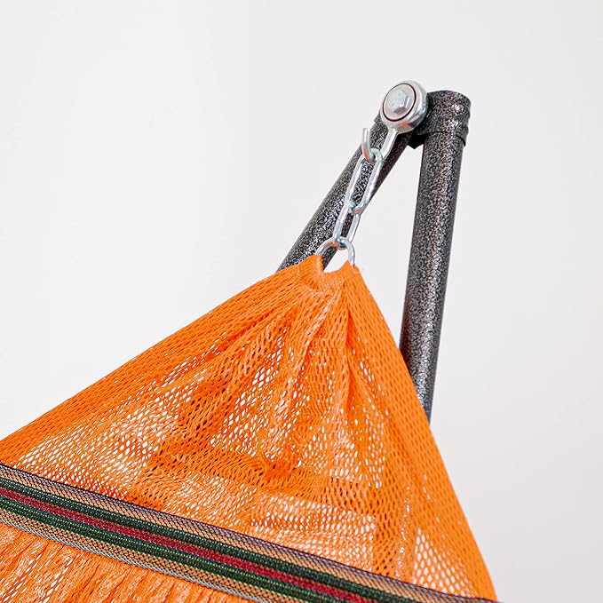 Best Home Fashion Portable Hammock with Collapsible Steel Stand, 600 lbs Capacity, No Tools Assembly, Carrying Bag Included, Perfect for Indoor Outdoor Backyard Patio Camping Beach, 2 Person, Orange