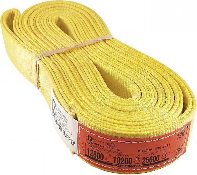 DD Sling 2" x 12' Nylon Endless Lifting Sling – USA Made, 12,800 lb Vertical, 10,200 lb Choker, 25,600 lb Basket – 2 Ply Heavy Duty 900 Webbing, Type 5 Endless Rigging Sling